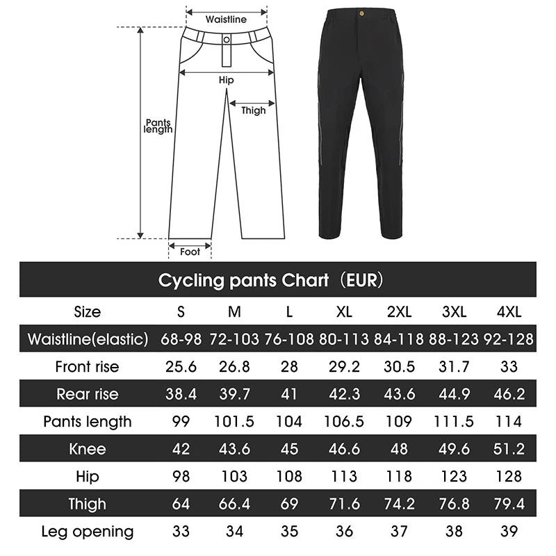 West Biking Men's MTB Quick Dry Pants Reflective Striped Joggers