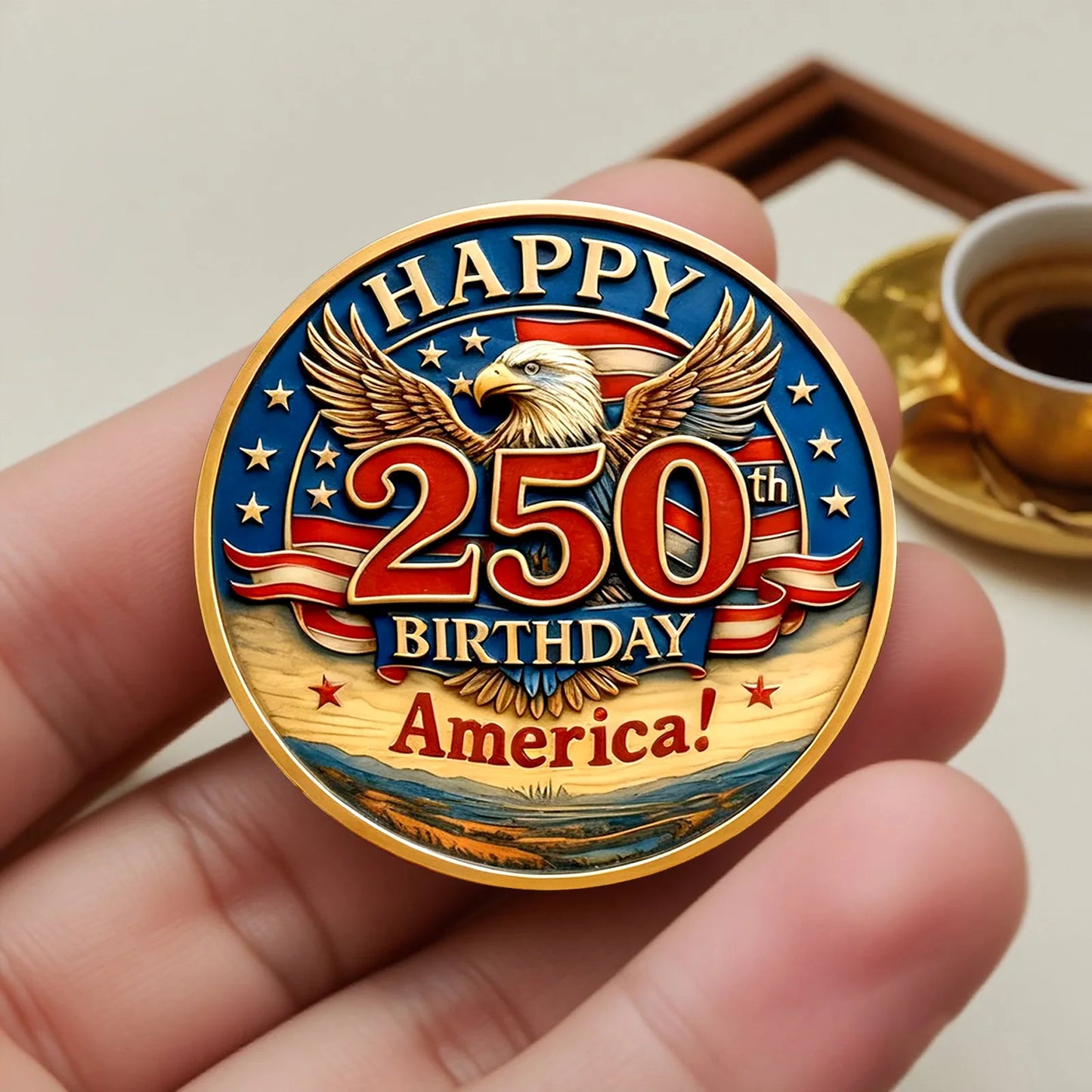 Happy 250th Birthday America Printing Gold Plated Collection Coin 250th Anniversary of U.S Independence Day Collection Coin
