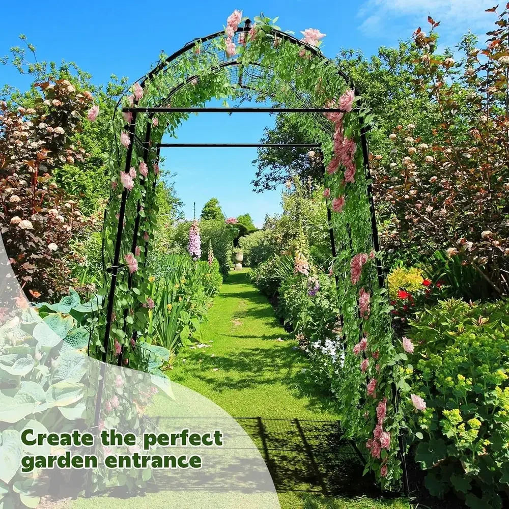 Sturdy Metal Garden Arch Trellis for Climbing Plants