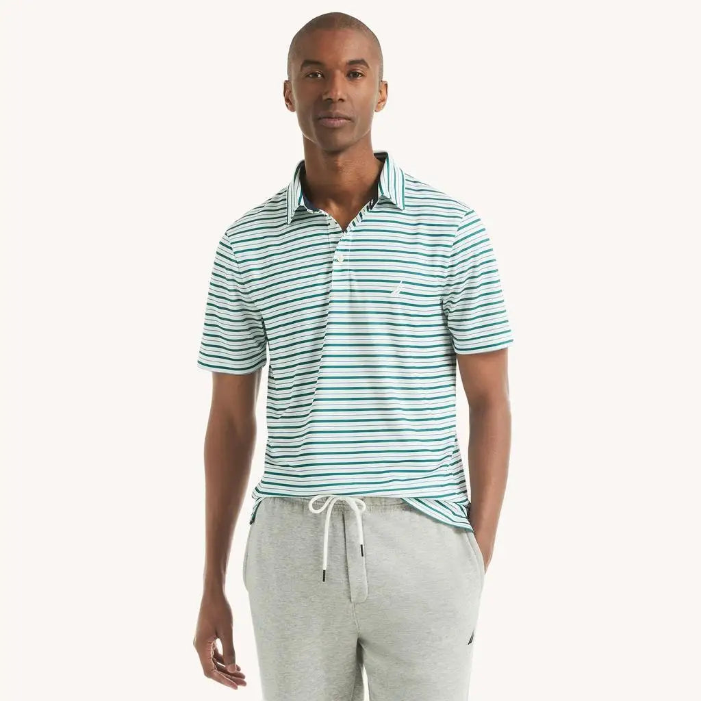 Nautica Men's Slim Fit Striped Golf Polo Shirt Casual Sportswear for Enhanced Comfort and Style