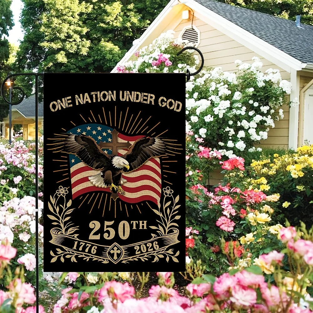Double-sided 250th Anniversary American Independence Flag 1776-2026 Garden Flag | Eagle Cross, excluding flagpole
