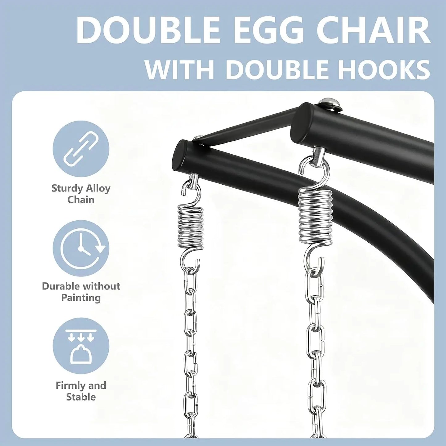 HUANZHUANG Double Egg Swing Chair With Stand Outdoor Patio