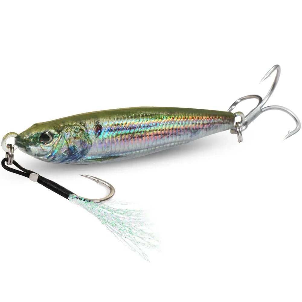 Metal Jig Lure 20g 30g 40g 3D Printed Fast Sinking Fishing Tackle Blade Hook Swimbait Pesca VIB Bait