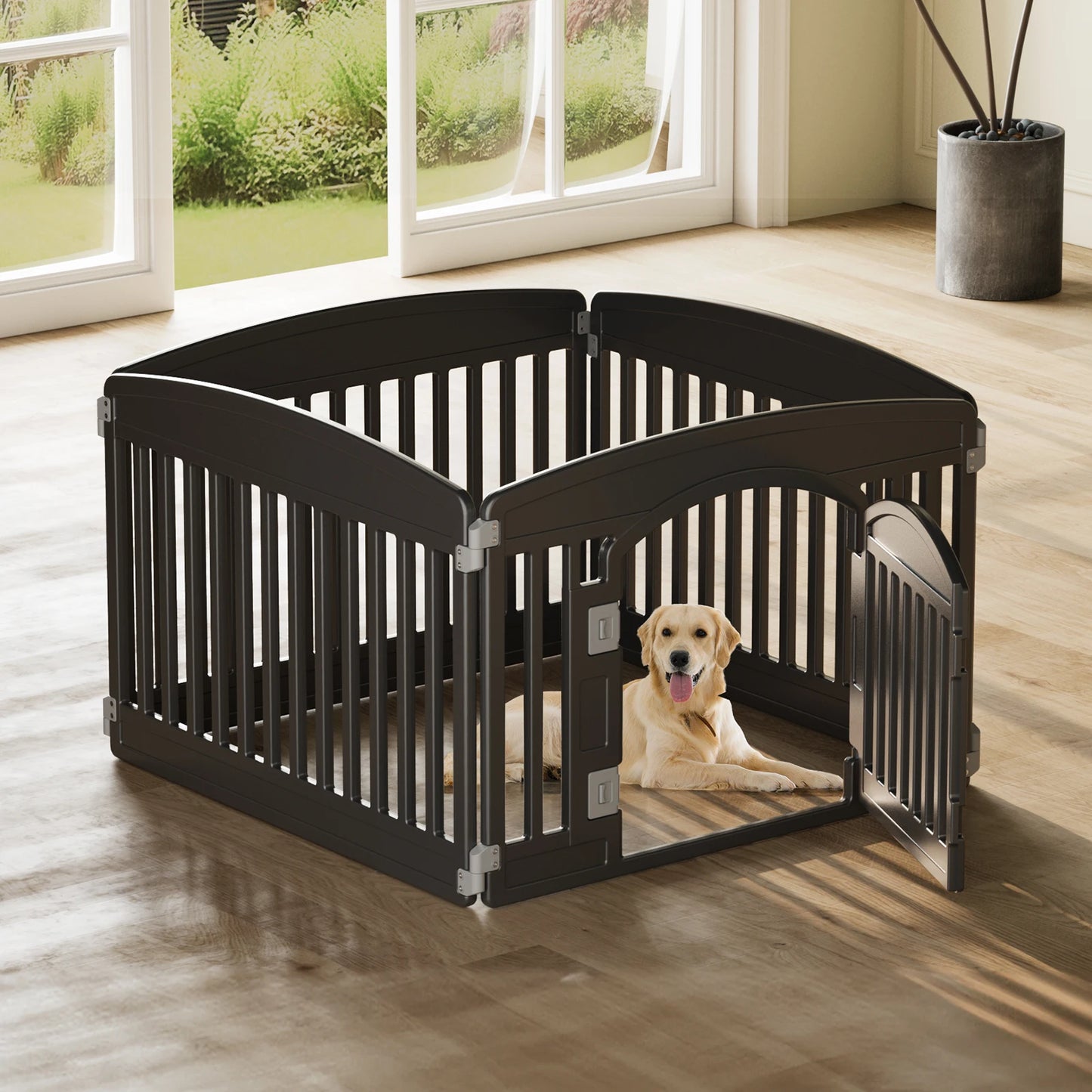JHK Plastic Dog Playpen 6-Panel Expandable Indoor Outdoor Fence