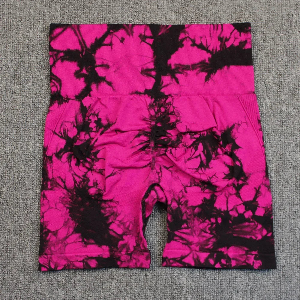 Tie-Dye Yoga Shorts For Women High Stretch Gym Running Fitness