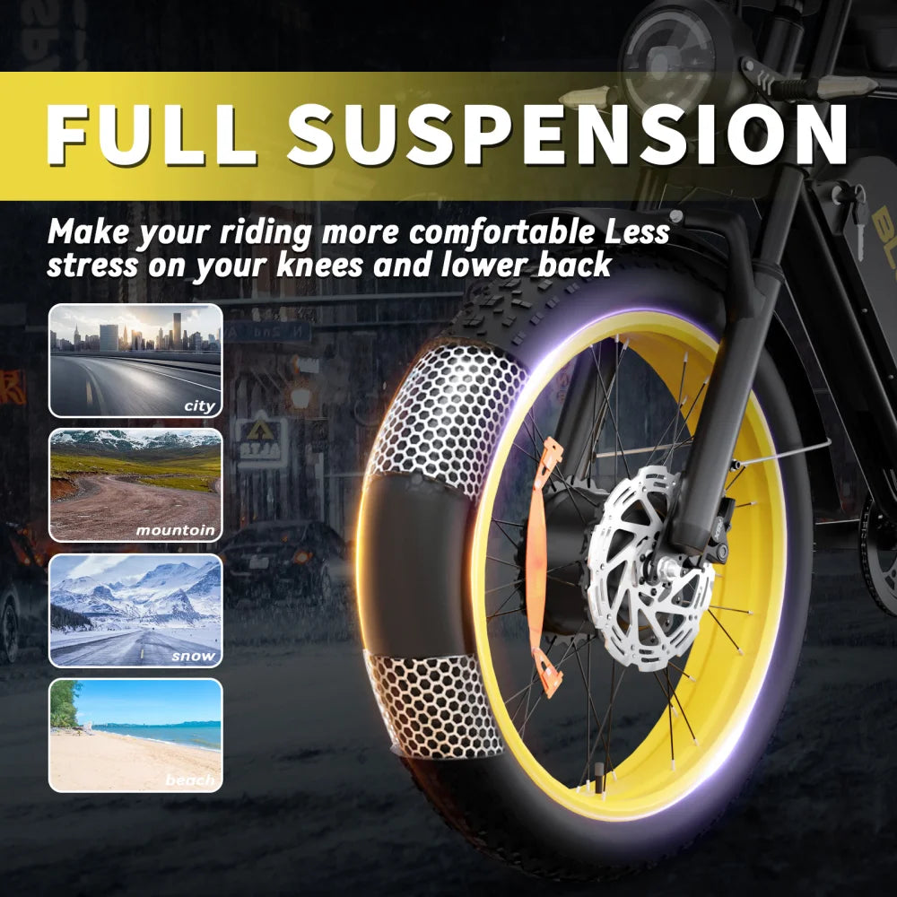 MOOBELO 2000W Dual-Motor Electric Fat Bike With Removable Battery 52V