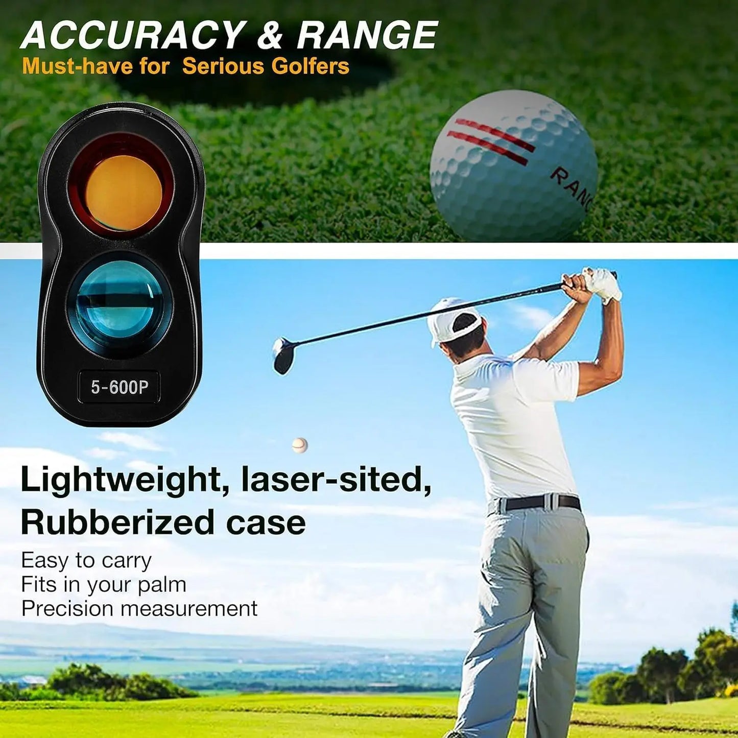 (USA Stock) Laser Golf Rangefinder 600 Yards 6X Magnification Hunting Range Finder Golfing Long Distance Meters Speed Measuring