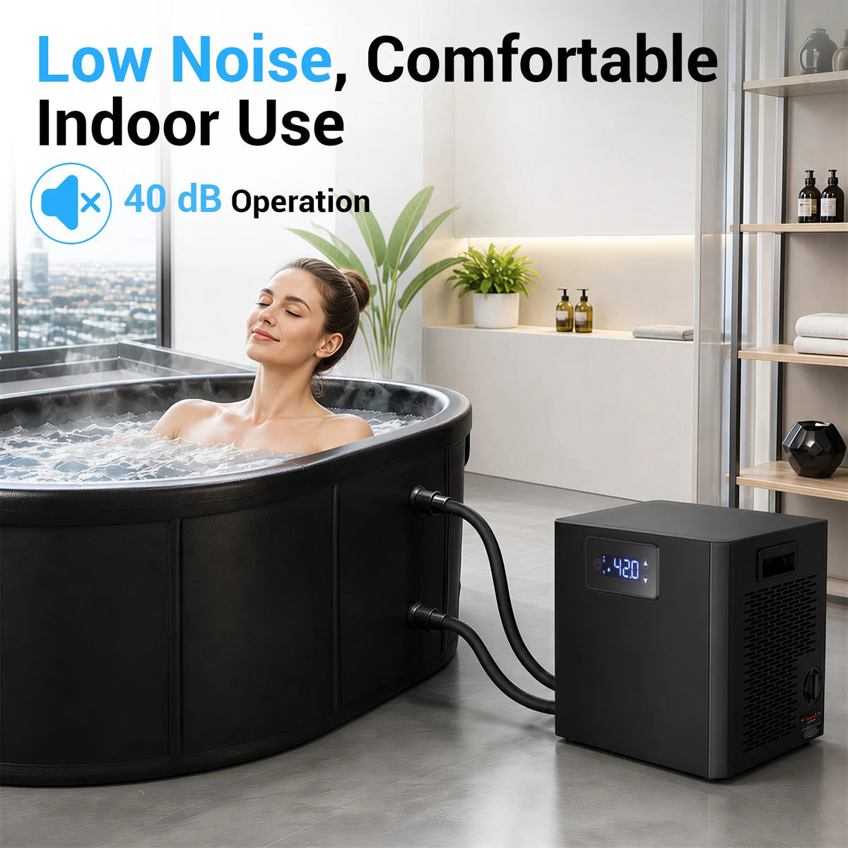 Pro Ice Bath Water Chiller for Cold Plunge Tubs, 1/3 HP Cold Plunge Chiller with Built-in Filter & Pump, Submersible Pump, Insulated Hoses, Ideal for Ice Bath Cold Therapy Recovery 110V