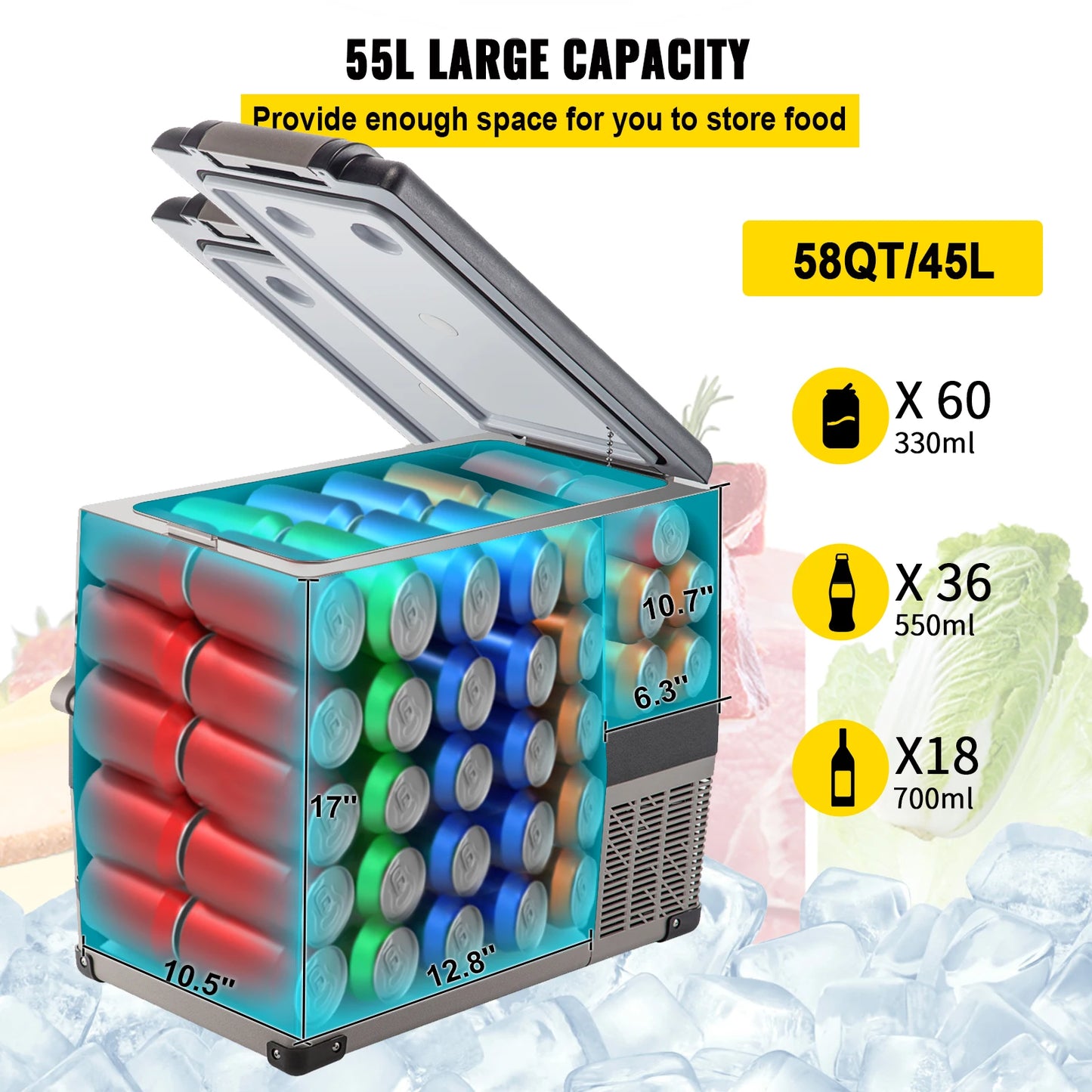 VEVOR Car Refrigerator Portable Compressor Cooler For Camping