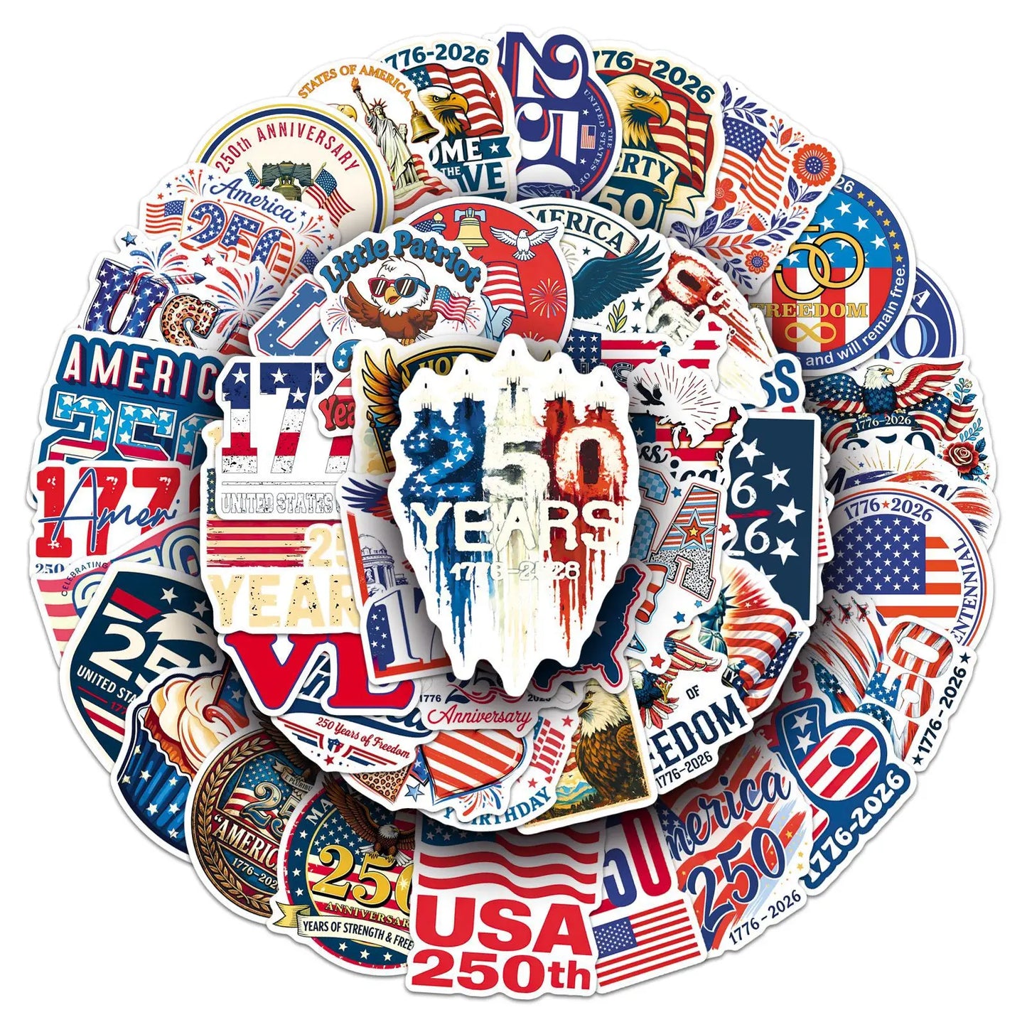 10/30/50 250th Anniversary of The Founding of The United States Stickers Independence Day DIY Guitar Luggage Waterproof Stickers