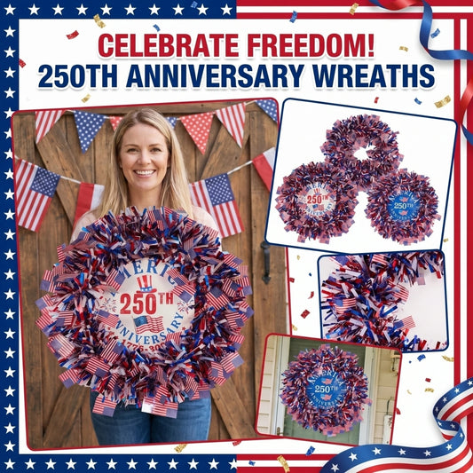 American Independence Day Wreath Patriotic 250th Anniversary Tinsel Door Wreath Red Blue White Flag Star Decorations 4th Of July