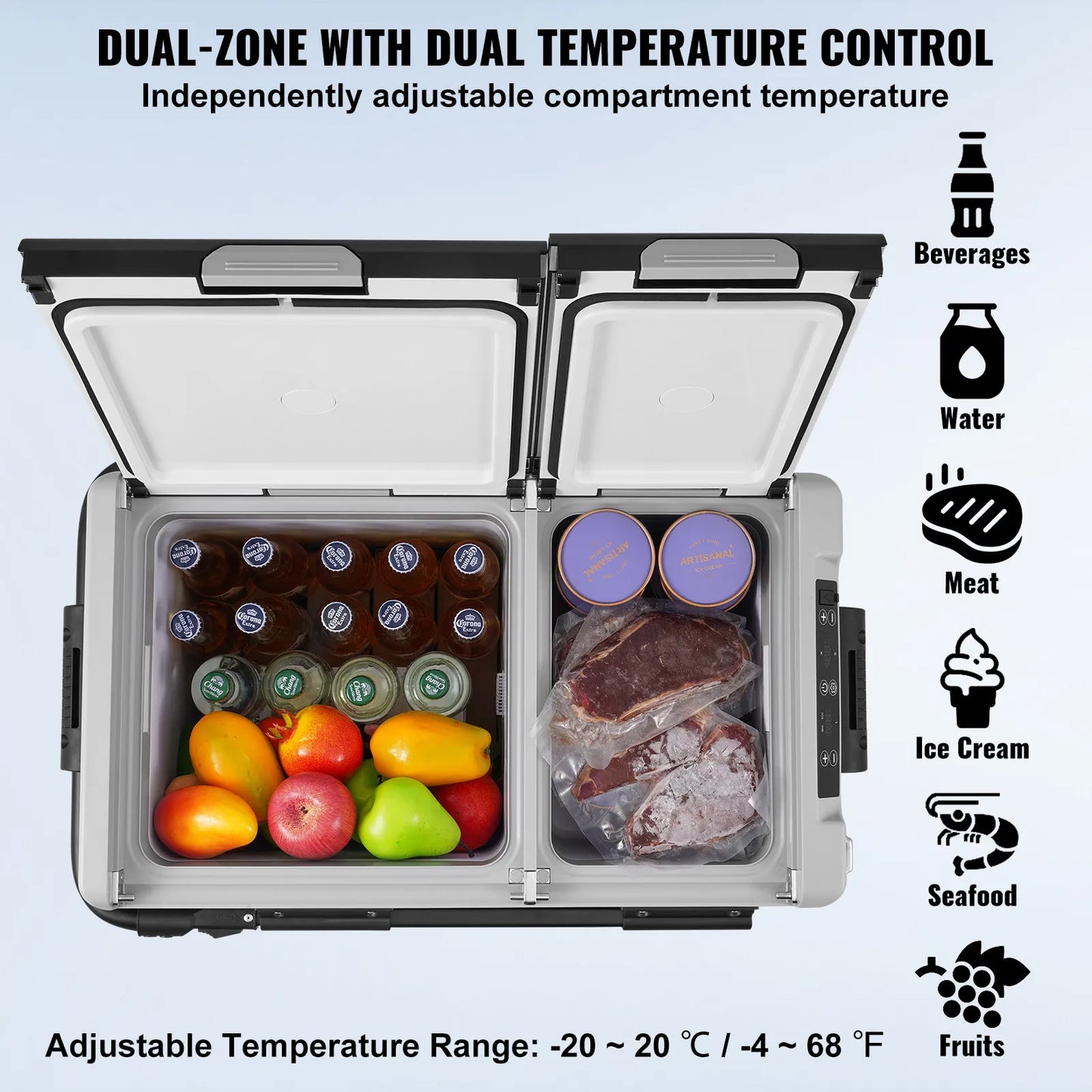 Portable Car Refrigerator Freezer Dual Zone Compressor