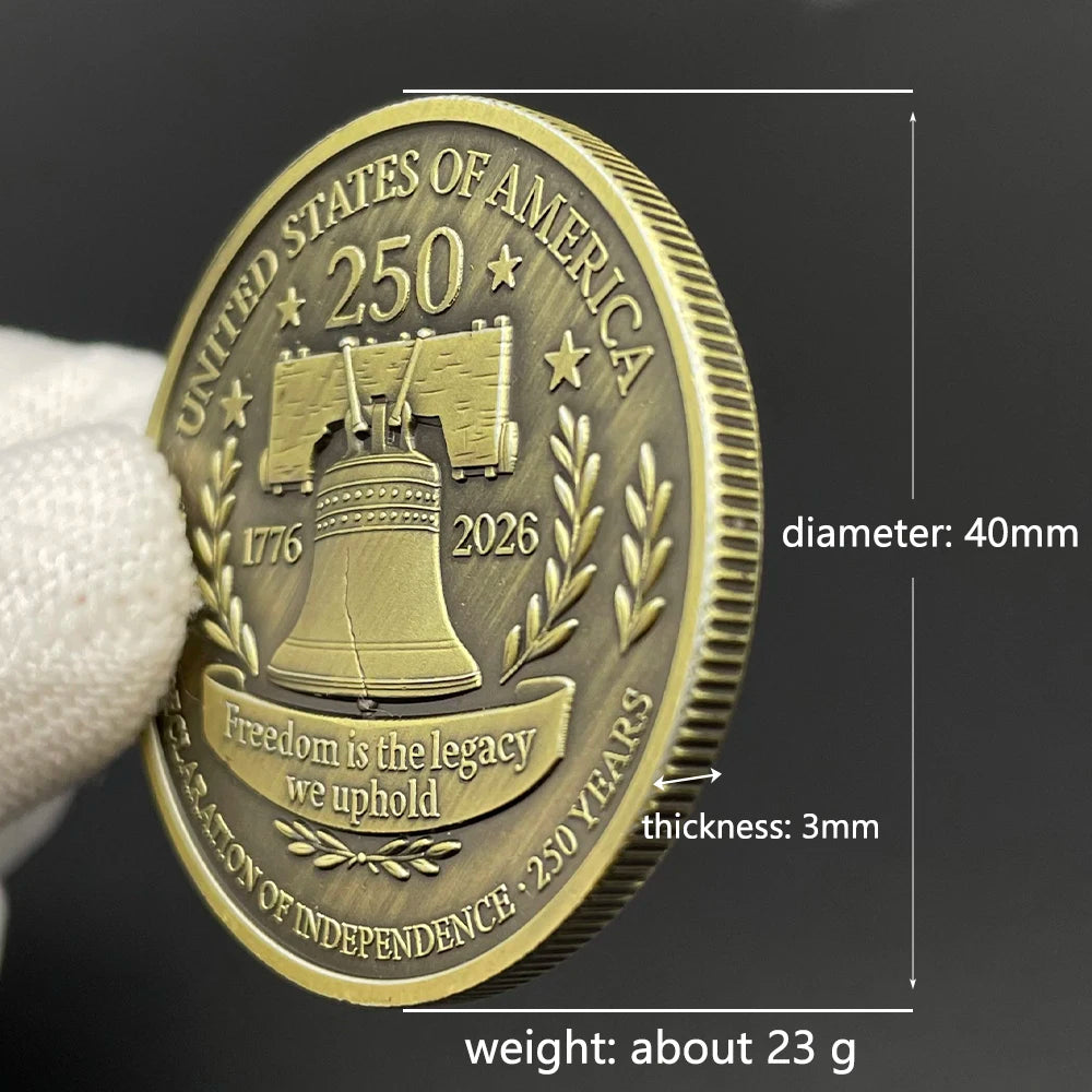USA 250th Anniversary Commemorative Coin - Liberty Bell & Eagle Design American Independence Historical Memorabilia Coin