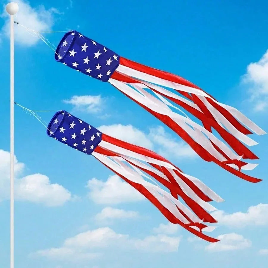 4th Of July Patriotic Decorations, 40 Inch American Flag Windsock 250th Anniversary USA Red White Blue Stars & Stripes Wind Socks For Outside Presidents Day Memorial Day Independence Day Decor