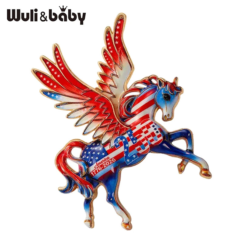 Wuli&baby America's 250th Independence Day Brooches For Women Unisex Eagle Animal Boweknot Flowers Design Party Brooch Pins Gift