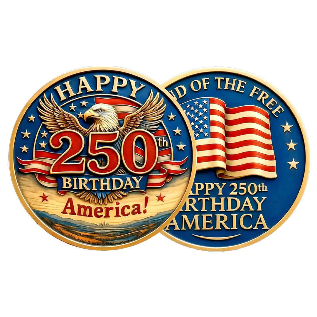 Happy 250th Birthday America Printing Gold Plated Collection Coin 250th Anniversary of U.S Independence Day Collection Coin