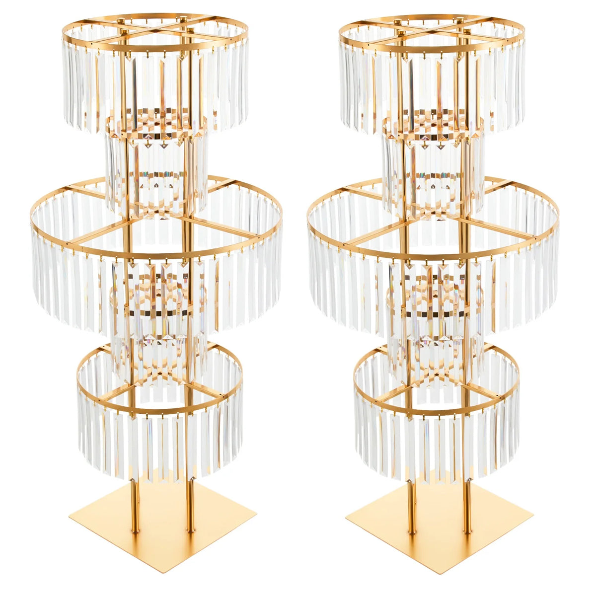 5 Tiers Wedding Centerpieces Flower Stand, 110cm Acrylic Crystal Flower Vase Rack Floor Table Decor Display Holder, Gold/Silver