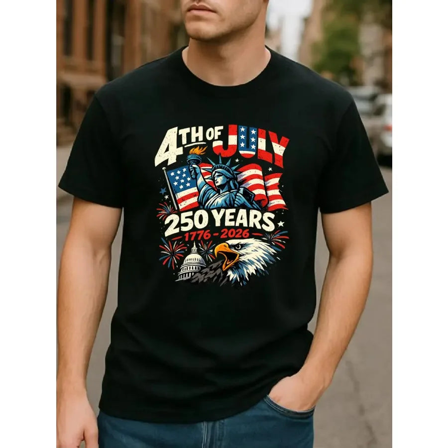 【New Arrival】Men's American Flag And Bald Eagle 250th Anniversary T-Shirt 1776-2026 - Commemorating The 250th Anniversary Of Inde