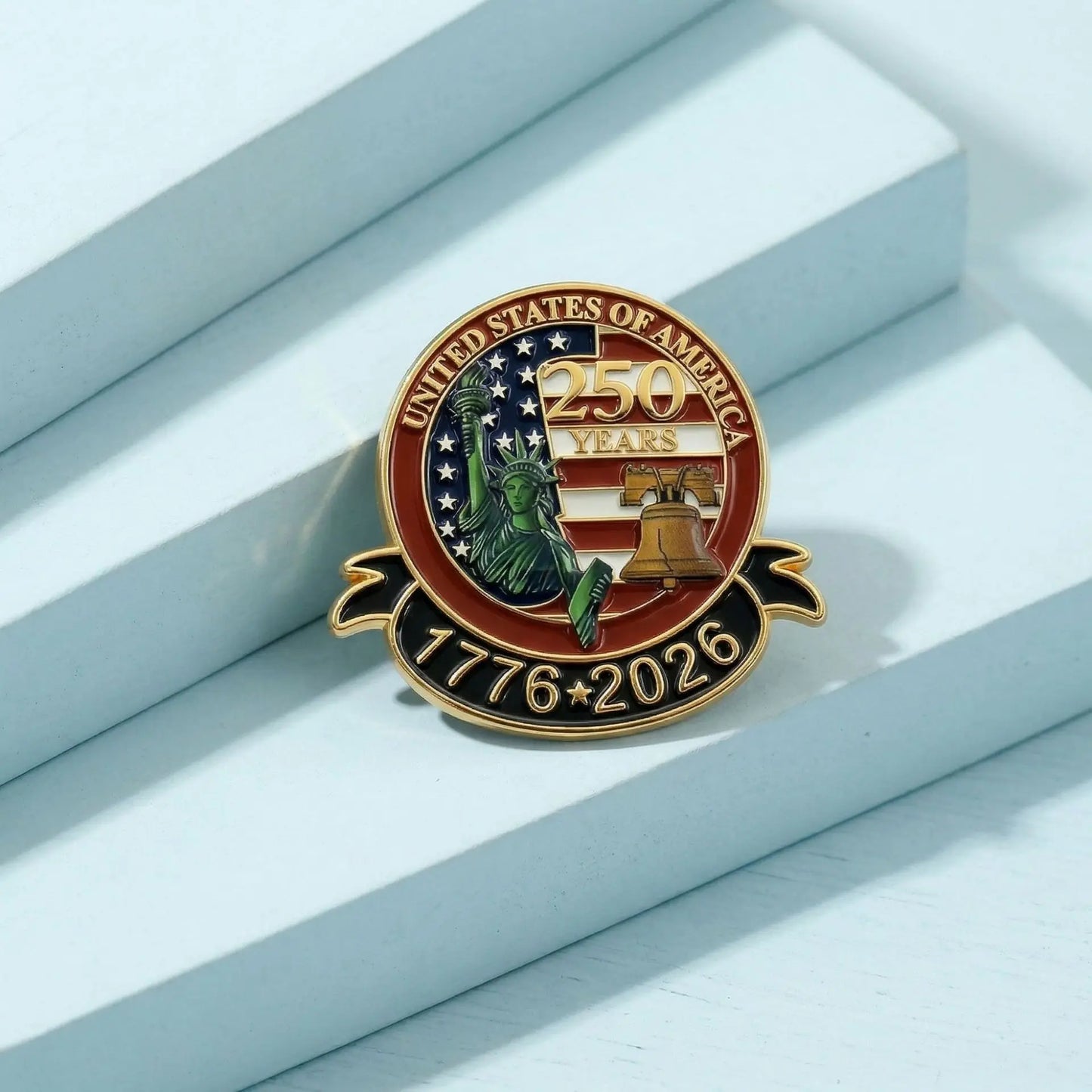 1776-2026 USA 250th Anniversary Badge Brooch Pin America Flag Commemorative Enamel Badge Decoration Craft Gift