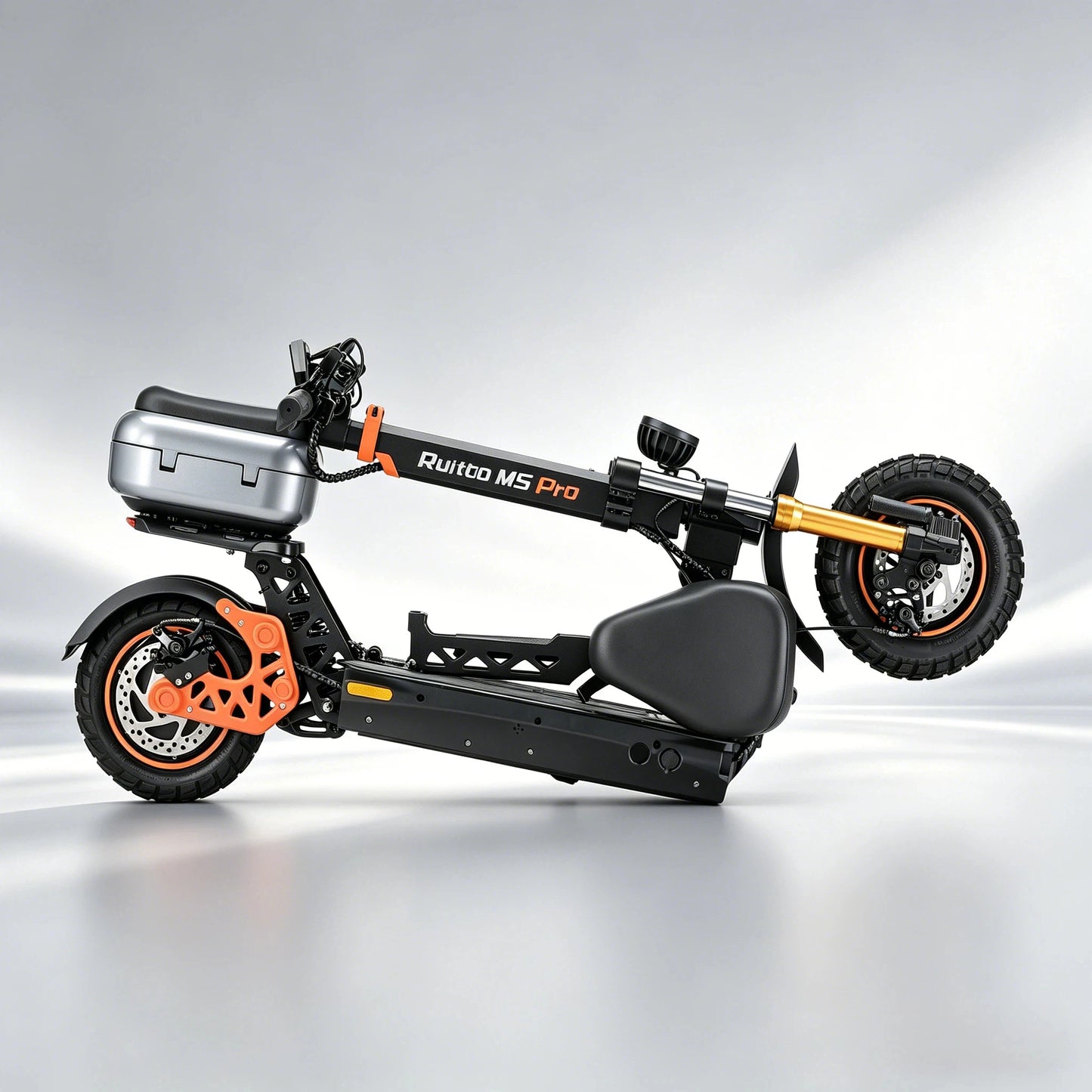 Electric Scooter w/ Seat & Storage, 1600W Motor, 48V 20.8Ah, 70-80km Range, Foldable, LED, Off-Road Tires