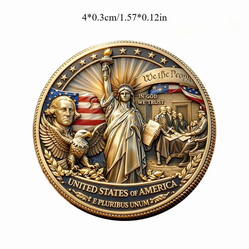 1776-2026 250th Years Happy Birthday Gold Plated Souvenir Coin in God We Trust Collection Coin