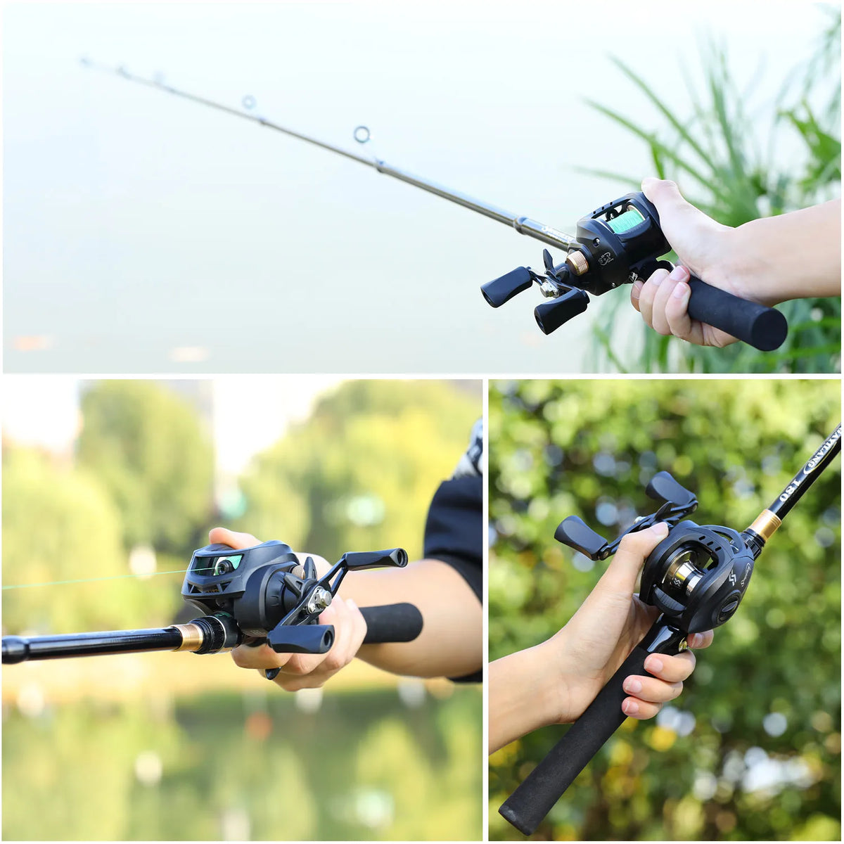 Sougayilang Telescopic Fishing Combo 1.8-2.4m Carbon Fiber Fishing Rod 8.1:1 Max Drag 11LB Fishing Reel With Fishing Accessories