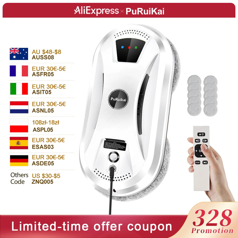 PuRuikai Ultra Thin Window Cleaning Robot With Remote Control
