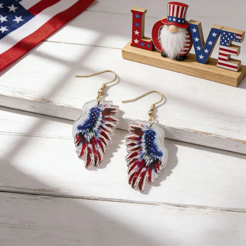 2026 America 250th Independence Day Acrylic Earrings Red Blue White Star Heart USA Dangle Earrings for Women 4th of July Gifts