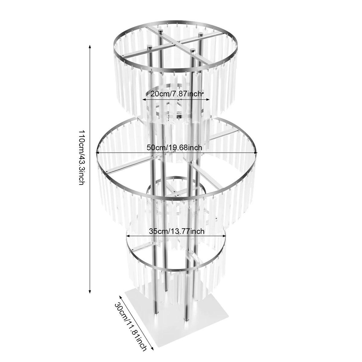 5 Tiers Wedding Centerpieces Flower Stand, 110cm Acrylic Crystal Flower Vase Rack Floor Table Decor Display Holder, Gold/Silver