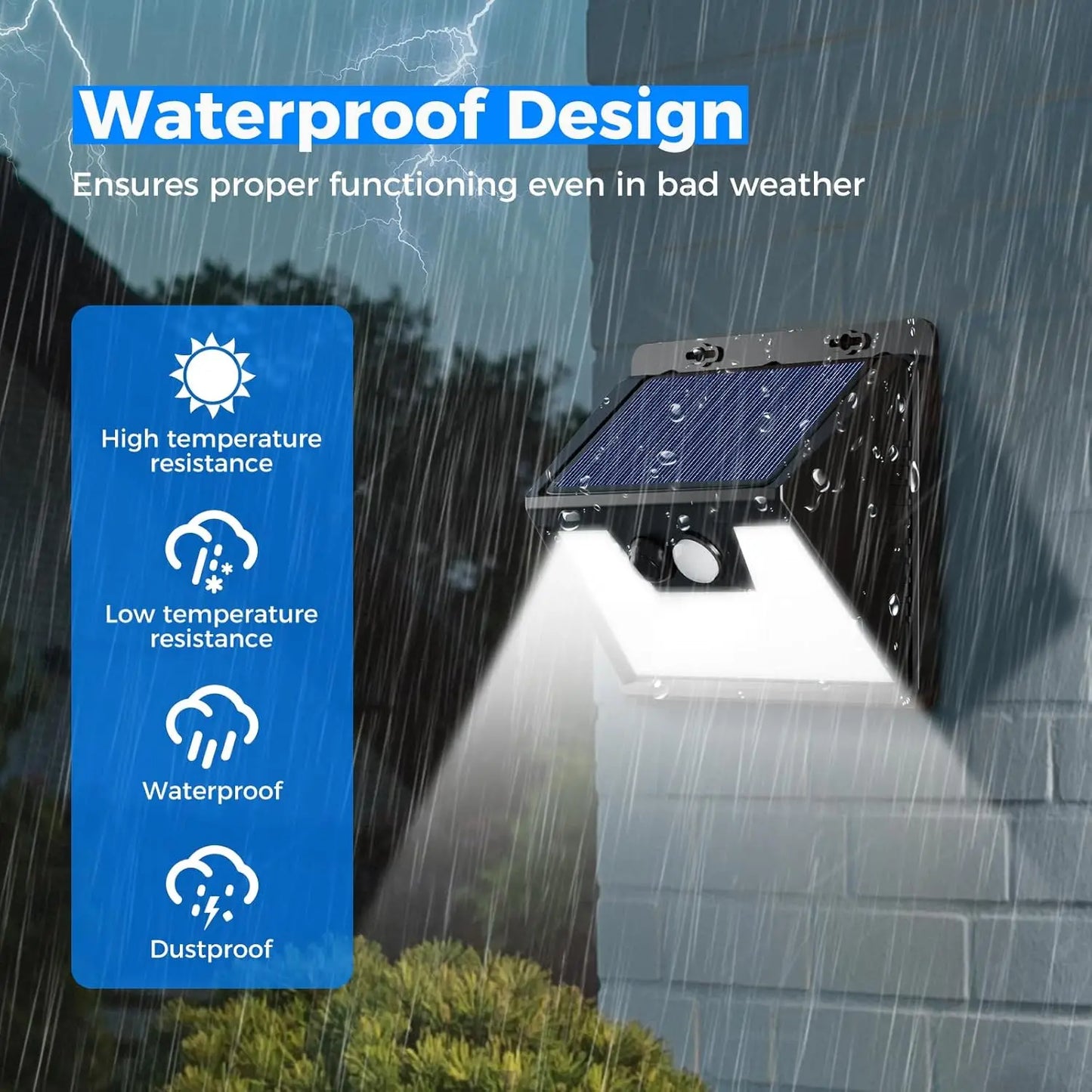 Solar Motion Sensor Lights Outdoor IP65 Waterproof Three Modes LEDs