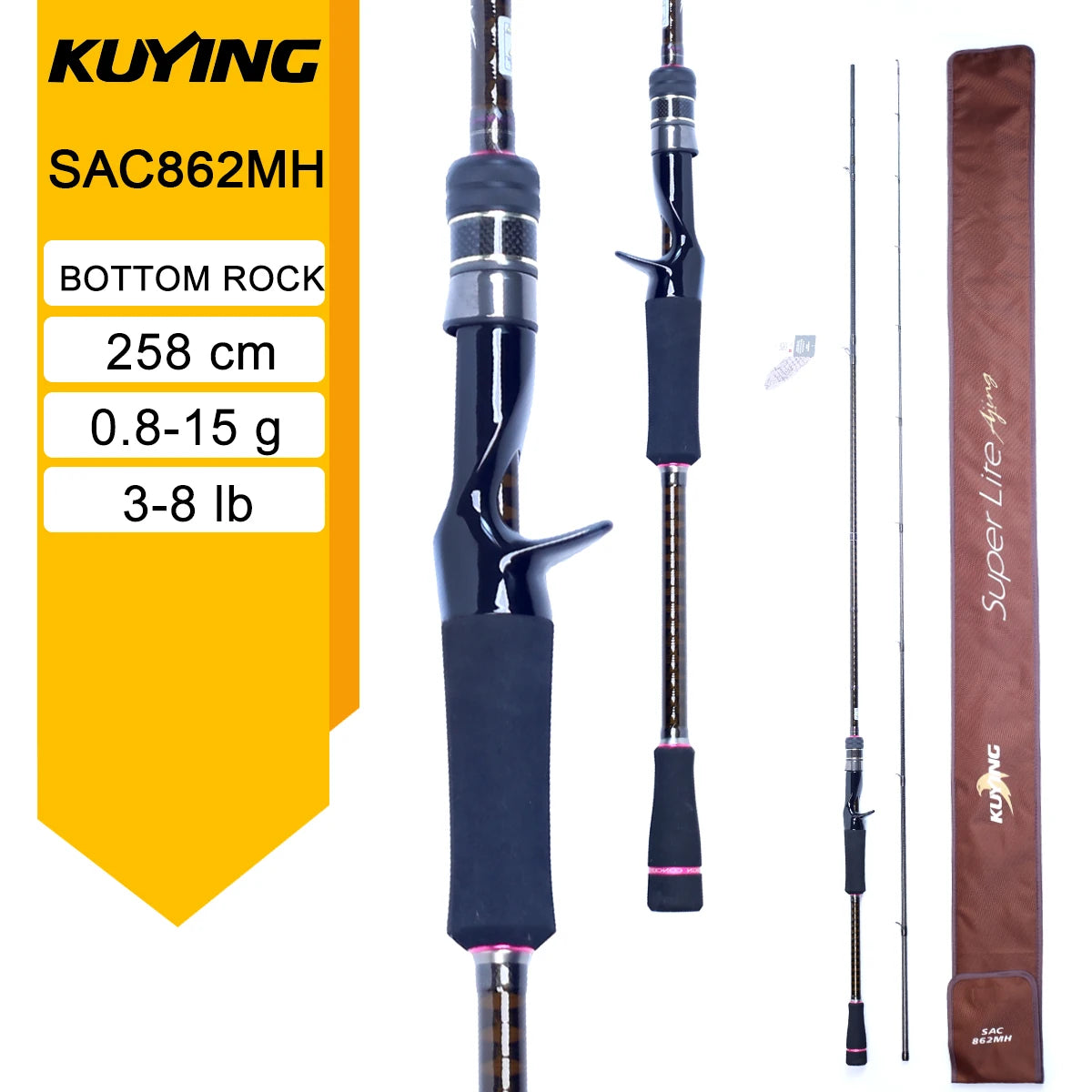 KUYING SUPERLITE Ajing 2.04m 2.28m 2.31m 2.58m Rock Spinning Casting Fast Fishing Rod Bottom Fish Speed