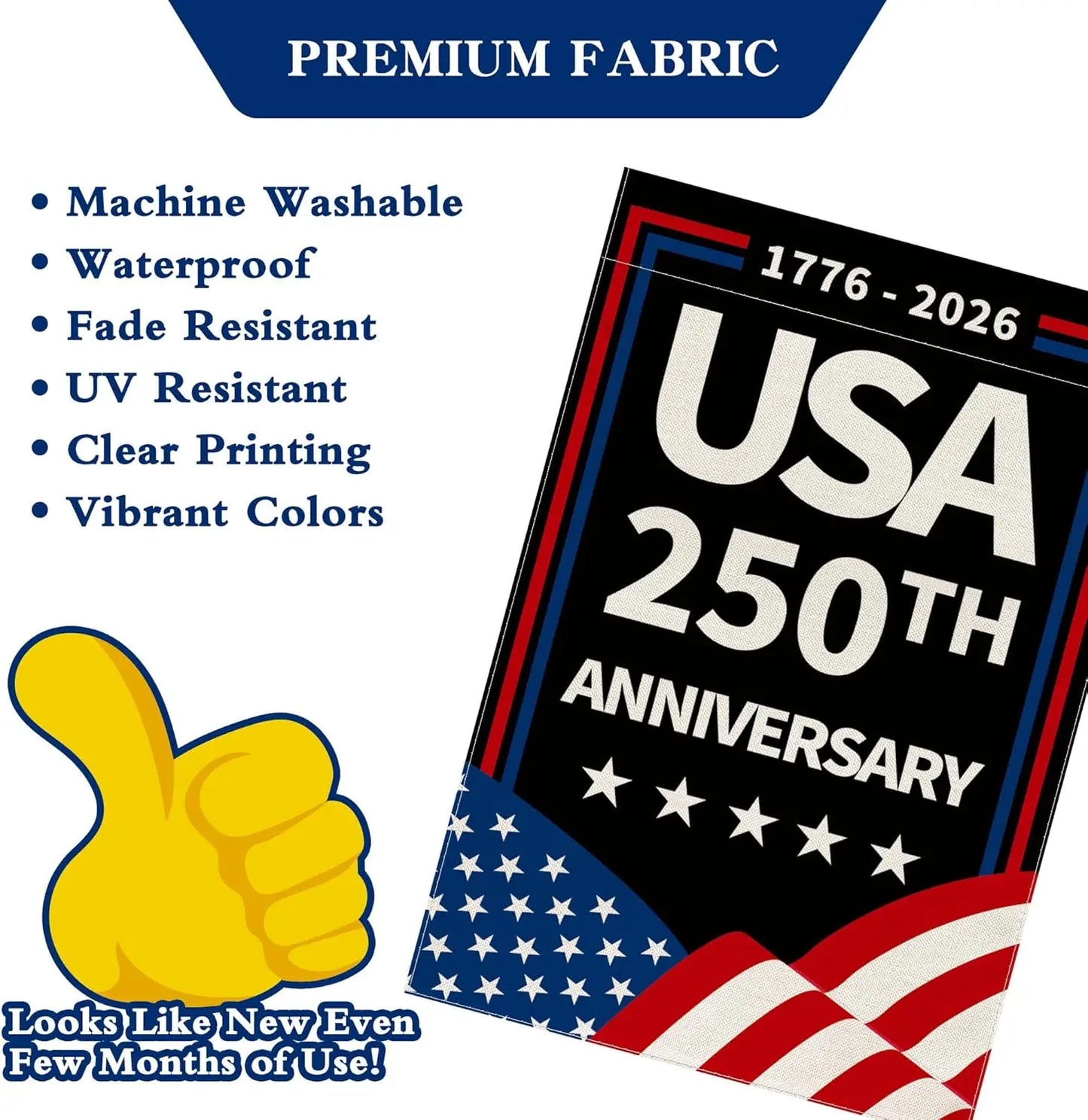 America Garden Flag 250, USA 250th Anniversary Banner 4th of July Patriotic Freedom Yard Sign Double-Sided Waterproof Flag 1 YYX