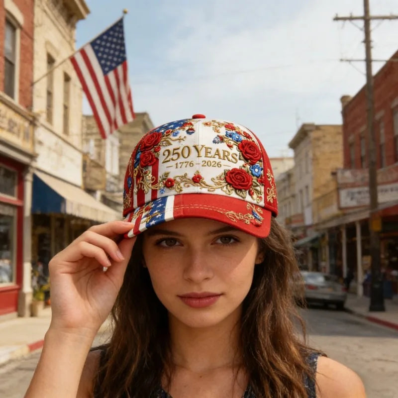 America's 250th Anniversary Rose 3D Printed Baseball Cap Women's Baseball Cap for Daily Travel and Independence Day Celebration