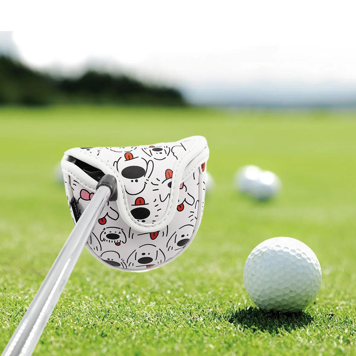 1pc Putter Head Cover, 'Cute dogs' pattern Golf Putter Covers, Protective Golf Club Covers and Mallet Putter Head Cover