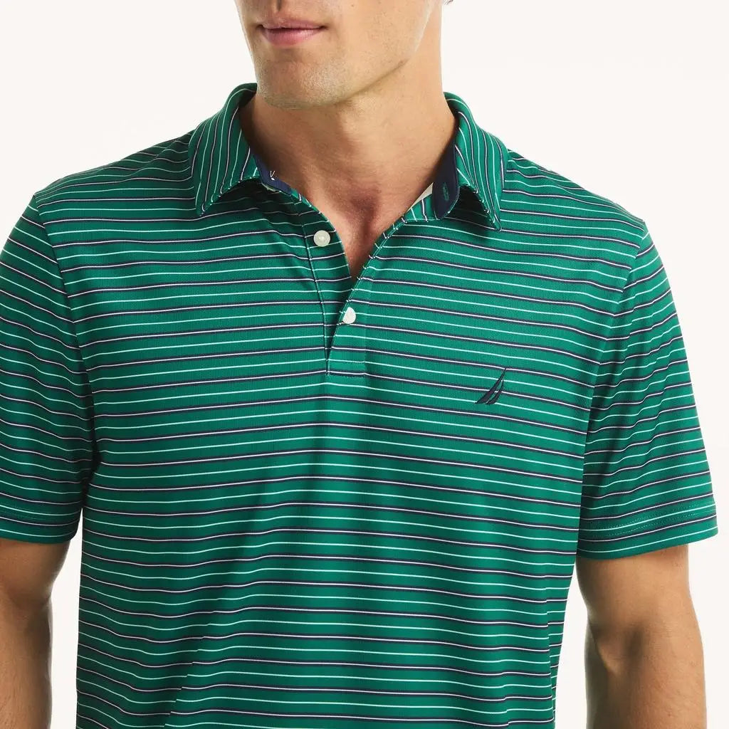 Nautica Men's Slim Fit Striped Golf Polo Shirt Casual Sportswear for Enhanced Comfort and Style