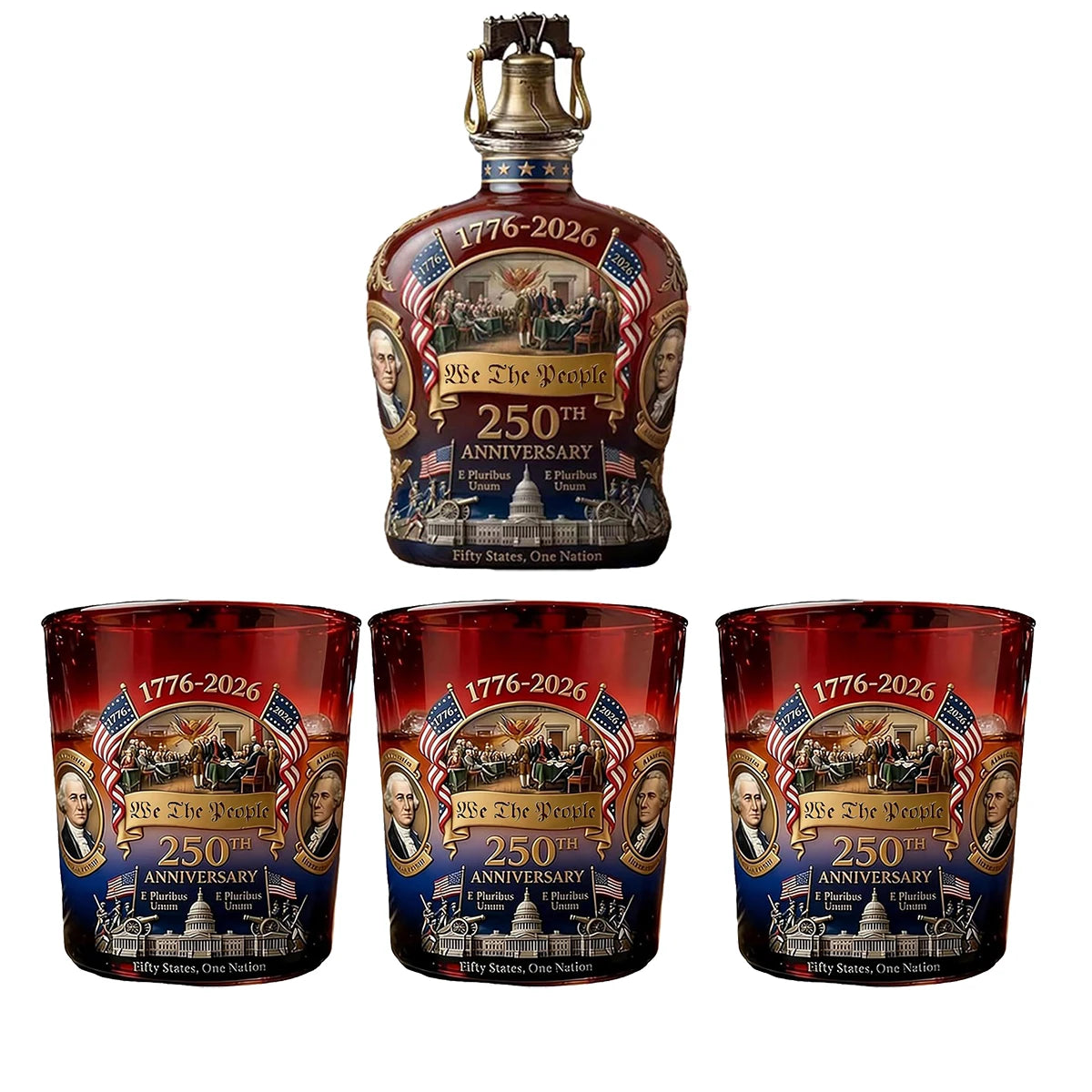 250 Anniversary USA Ornament, 250th Anniversary Commemorative Whiskey Bottle, Drink Party Personal Reserve Patriotic Decoration