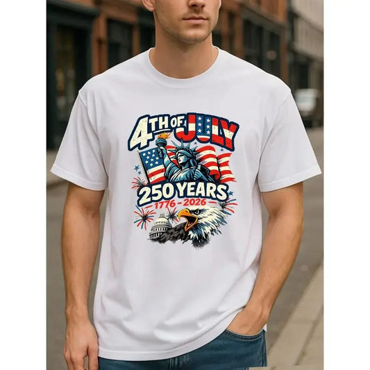【New Arrival】Men's American Flag And Bald Eagle 250th Anniversary T-Shirt 1776-2026 - Commemorating The 250th Anniversary Of Inde