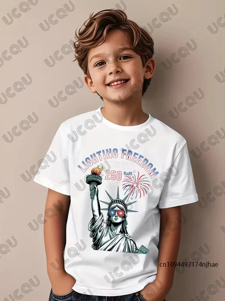 2026 New America 250th Birthday Eagle Flag 250 Years 1776-2026 Print Children's Cotton T-shirt Summer Casual Tees Kids/Adult Top