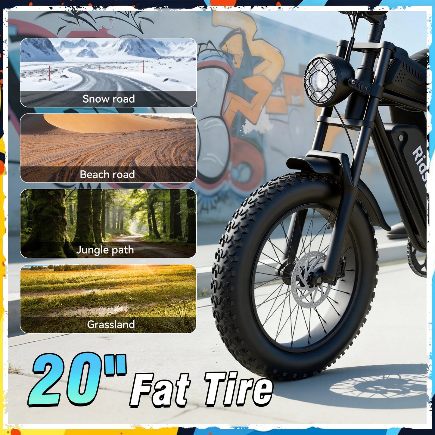 Ridstar MINI30 1500W Electric Bike for Adults Battery 48V 15.6AH E-Bike 31 MPH Electric Bicycle 20x4" Fat Tire Mountain Bike