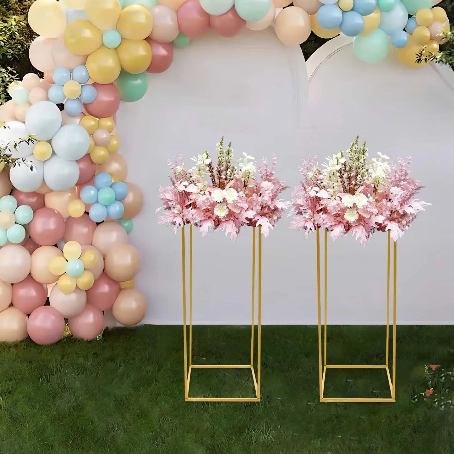 Pack of 2 Flower Stands Gold Wedding Vase, 60 cm Wedding Column, Iron Column Stand, Centrepieces, Flower Stand, Weddings, Party, Metal Flower Vases, Column Stand for Home Decoration