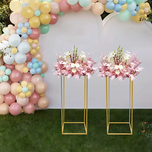 Pack of 2 Flower Stands Gold Wedding Vase, 60 cm Wedding Column, Iron Column Stand, Centrepieces, Flower Stand, Weddings, Party, Metal Flower Vases, Column Stand for Home Decoration
