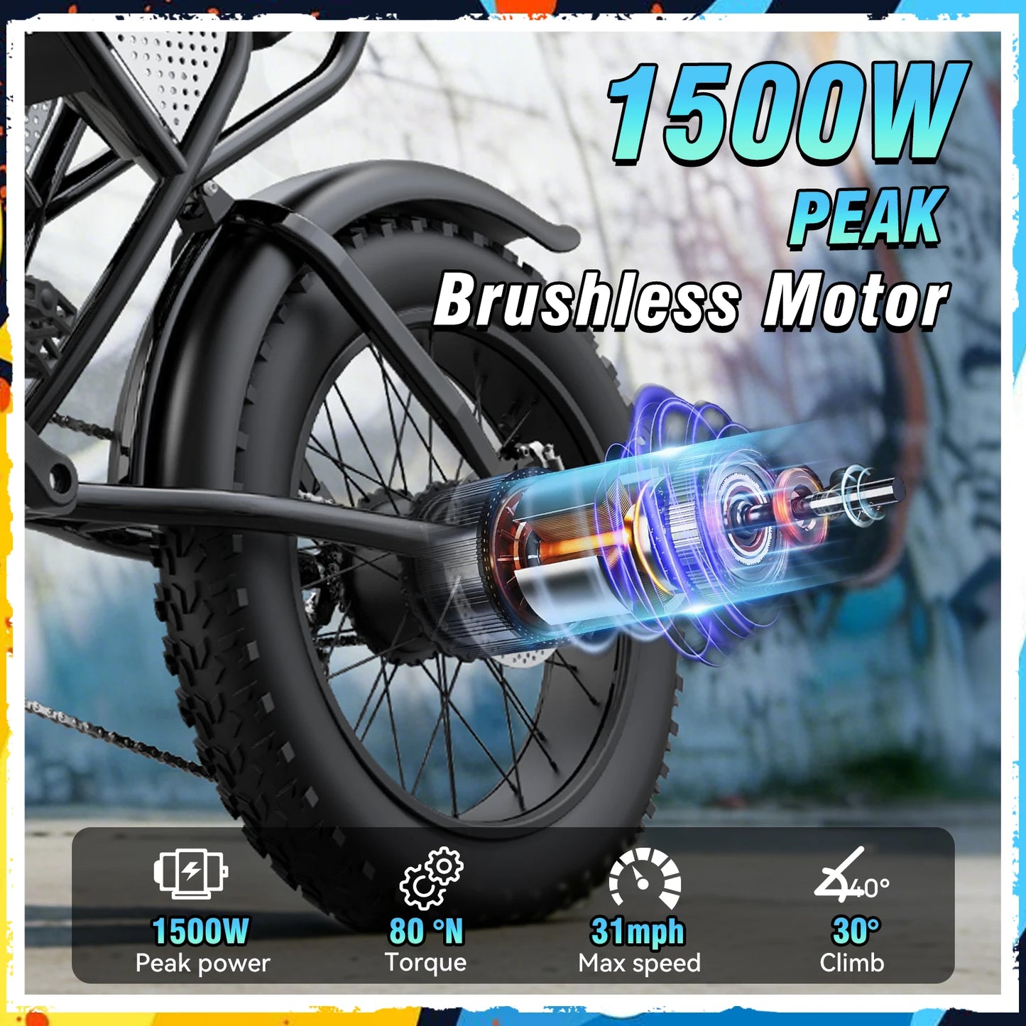Ridstar MINI30 1500W Electric Bike for Adults Battery 48V 15.6AH E-Bike 31 MPH Electric Bicycle 20x4" Fat Tire Mountain Bike