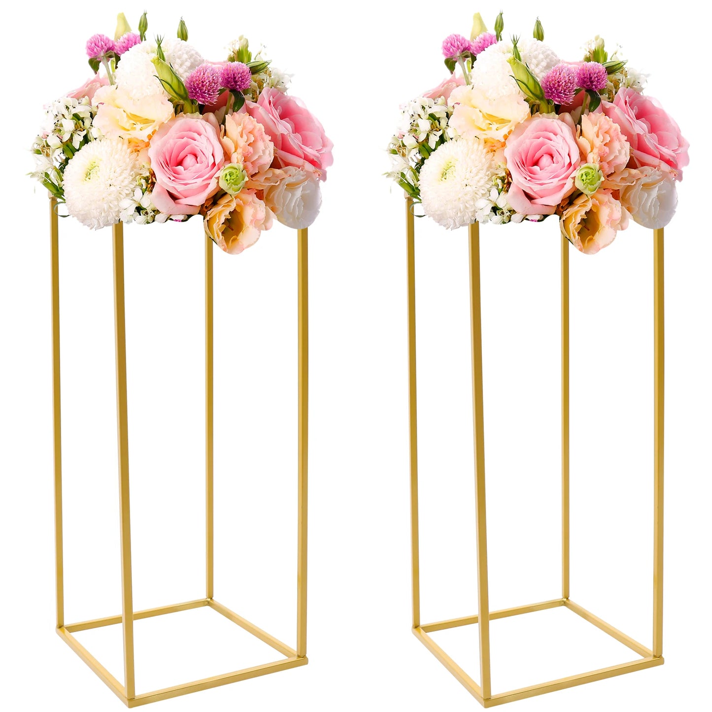 Pack of 2 Flower Stands Gold Wedding Vase, 60 cm Wedding Column, Iron Column Stand, Centrepieces, Flower Stand, Weddings, Party, Metal Flower Vases, Column Stand for Home Decoration
