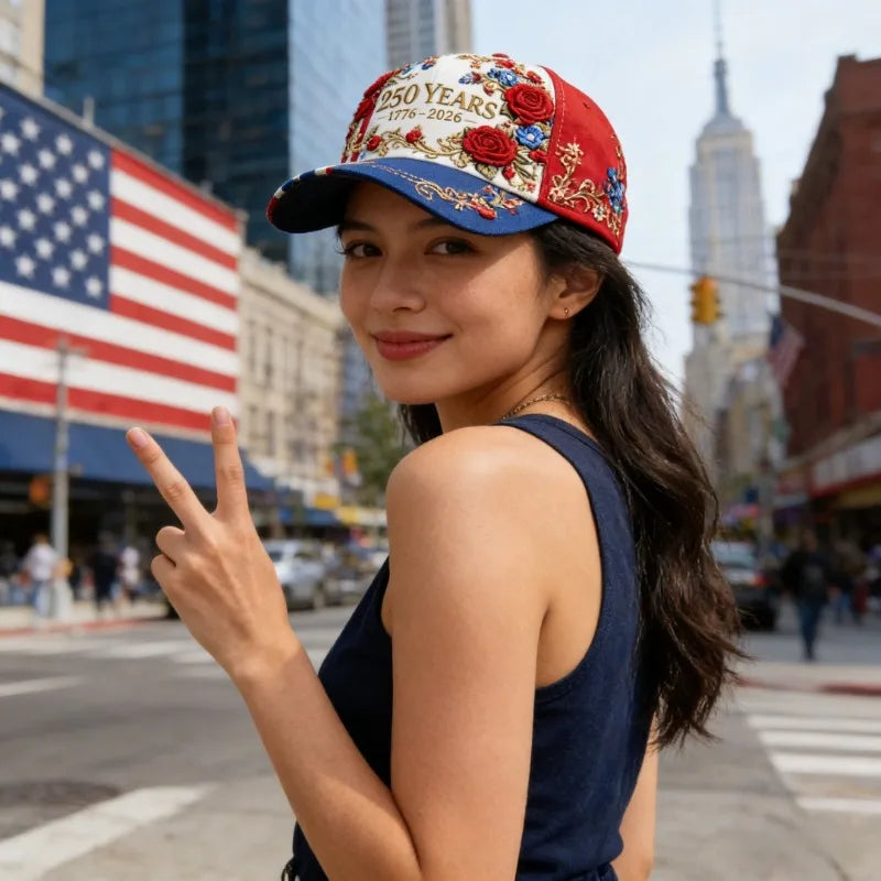 America's 250th Anniversary Rose 3D Printed Baseball Cap Women's Baseball Cap for Daily Travel and Independence Day Celebration