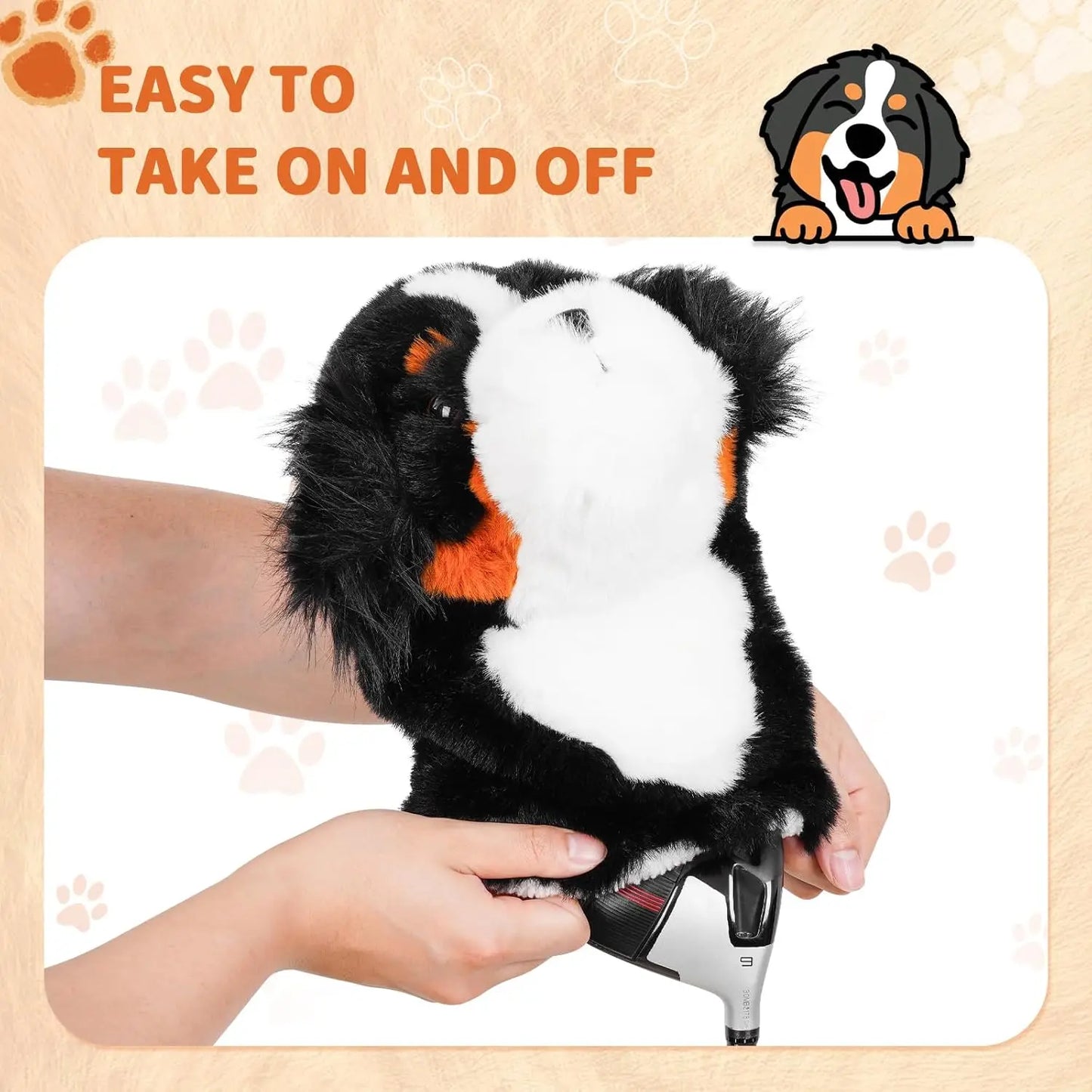 Craftsman Golf Club Driver Head Covers Bernese Mountain Dog Plush Animal 460CC Golf Driver Cover Headcover for Men's Women's