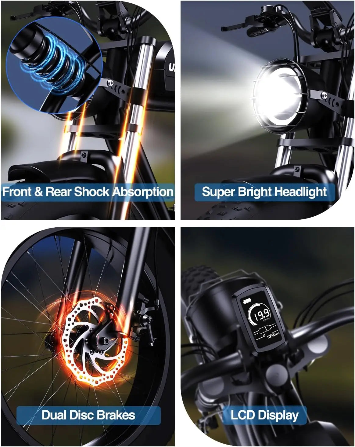 Kickwey K7 1500W 48V Ebike Mountain Fat Tire Electric Bicycle