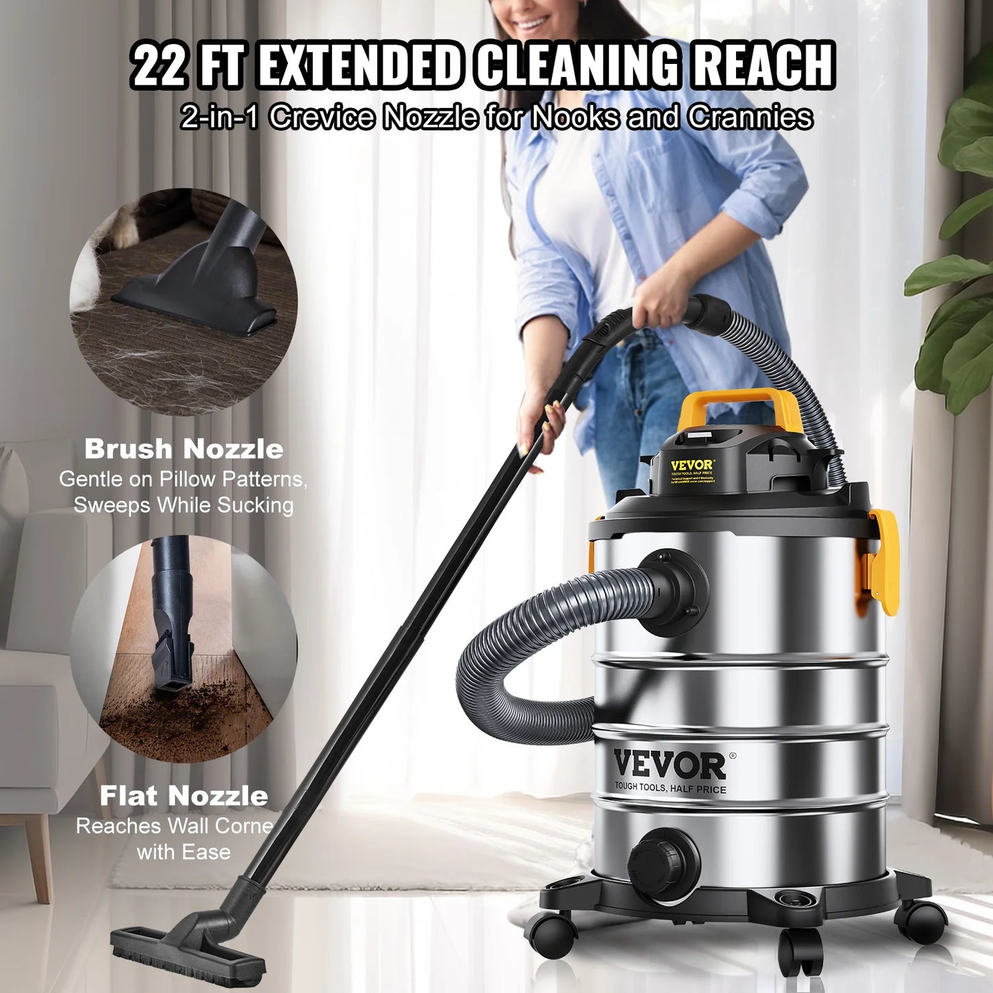 SucceBuy Wet Dry Shop Vacuum Powerful Suction for Carpets