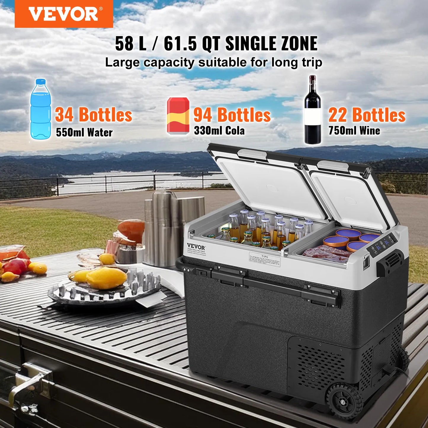 Portable Car Refrigerator Freezer Dual Zone Compressor