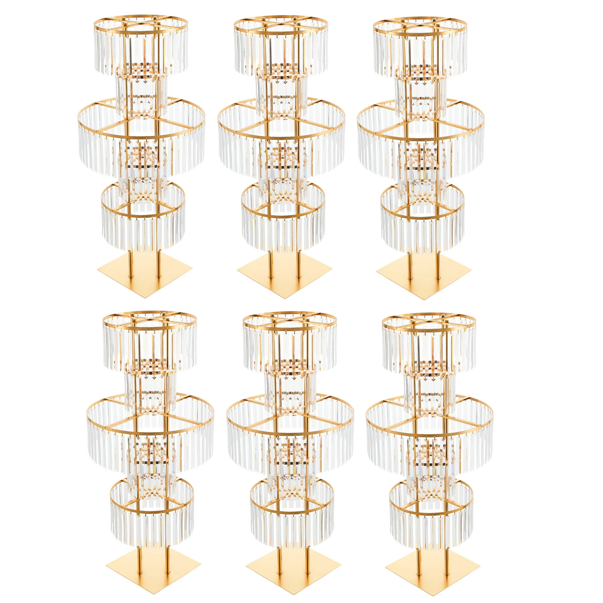 5 Tiers Wedding Centerpieces Flower Stand, 110cm Acrylic Crystal Flower Vase Rack Floor Table Decor Display Holder, Gold/Silver