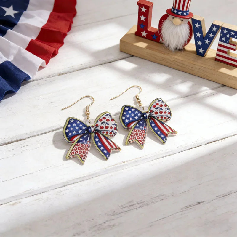 2026 America 250th Independence Day Acrylic Earrings Red Blue White Star Heart USA Dangle Earrings for Women 4th of July Gifts